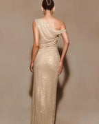 One Shoulder Diamond Mesh Cut Out Dress